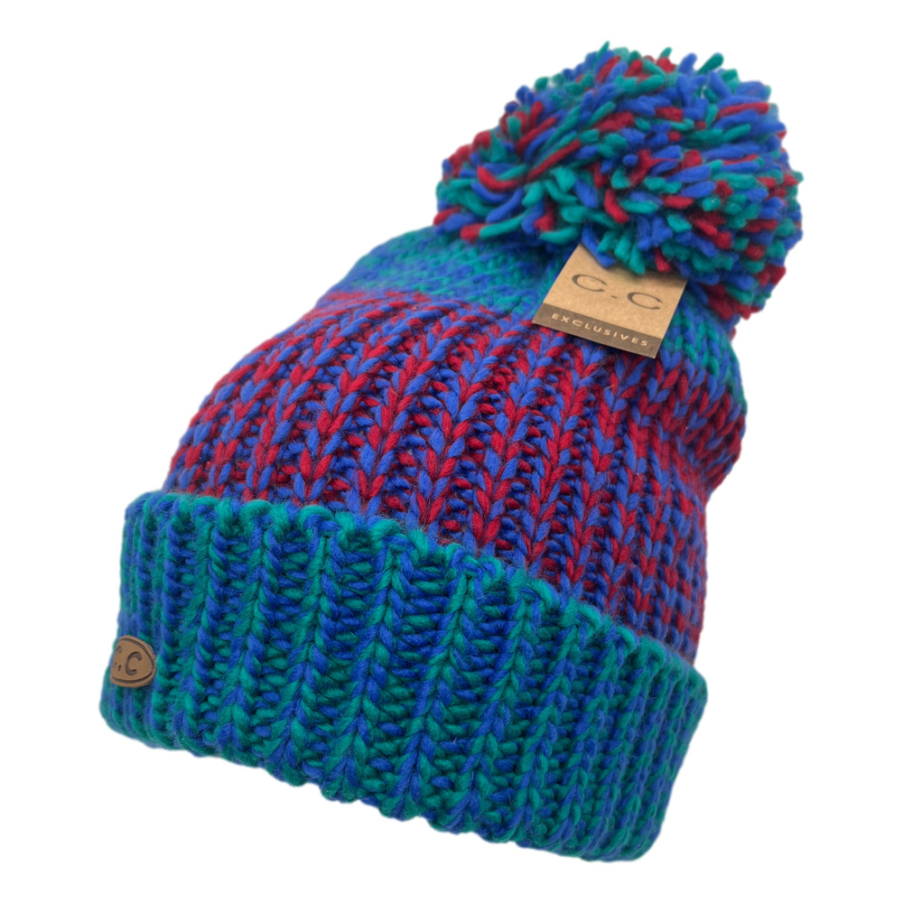 Teal CC Exclusives Knit Thick Warm Soft POM Winter Beanie Ski Cap Snowboard Hat